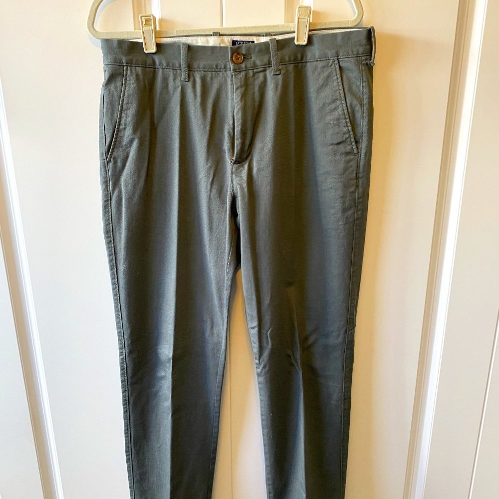 J. Crew Straight Fit Green/Grey Chino Pant 33x32